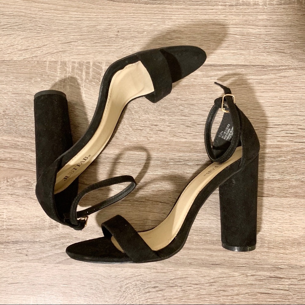 JustFab black opened toed heels